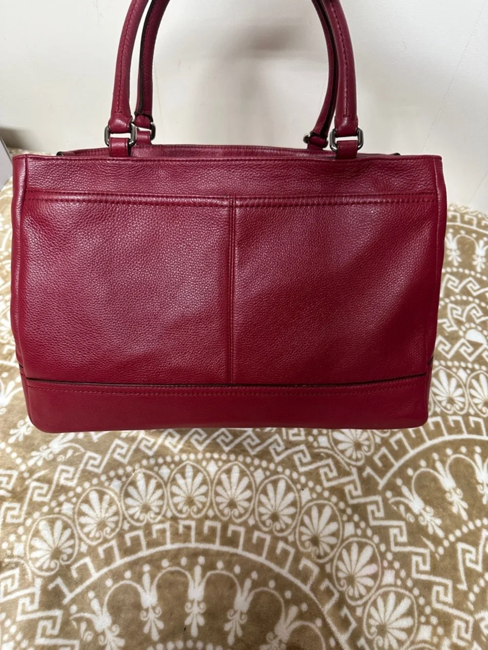 Coach Park Large Carryall F23268 in Red Pebbled Leather